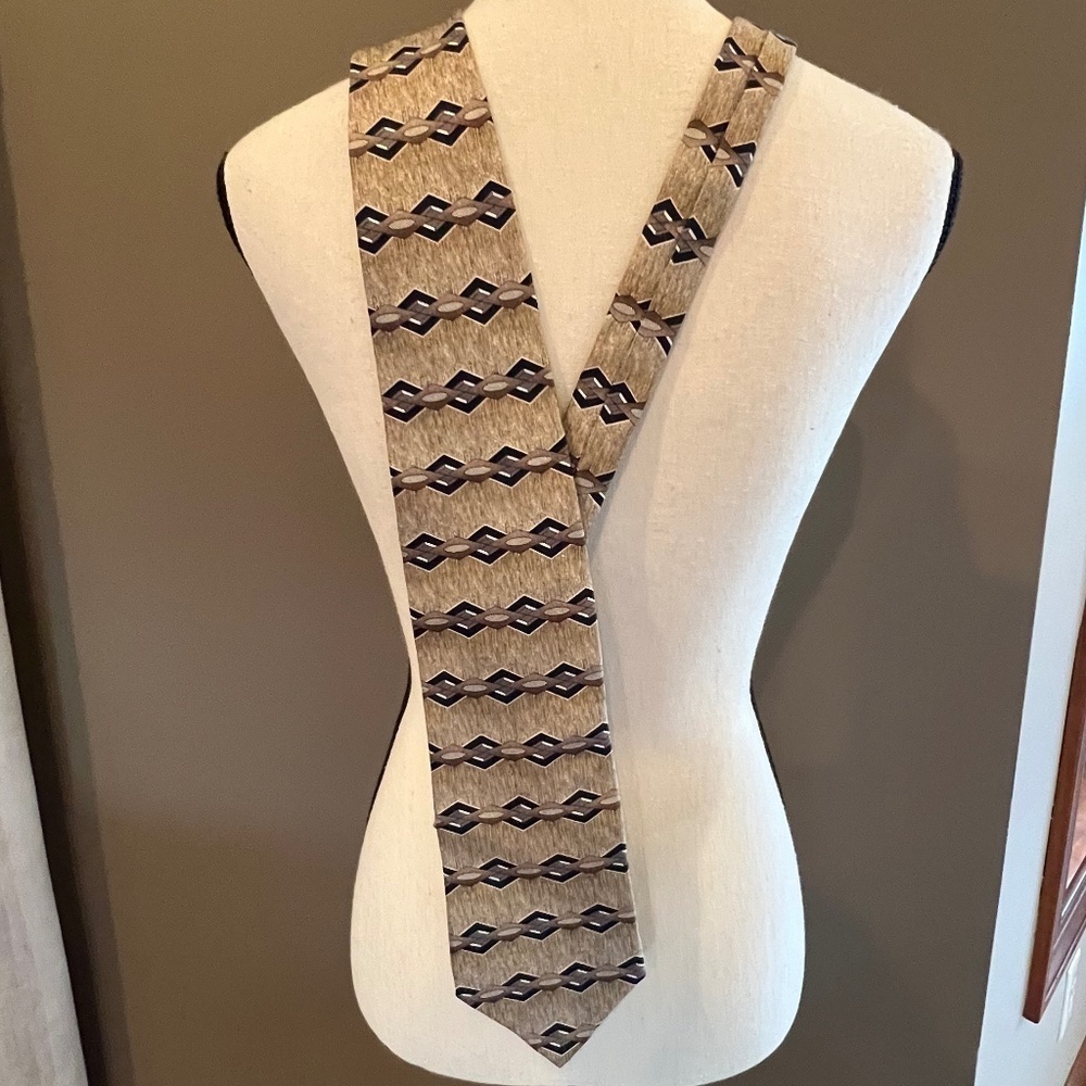Gianfranco Ruffini Italy Men's Silk Tie, Tan & Brown